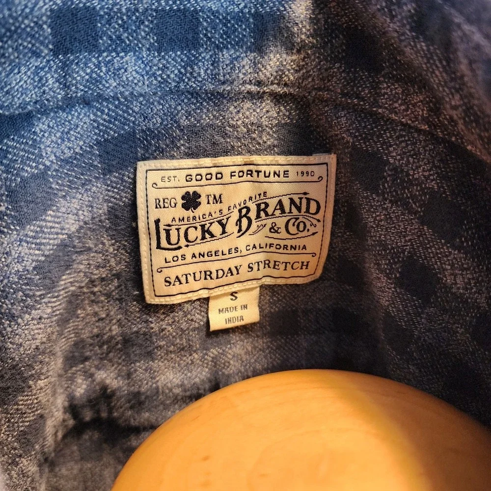 LOT OF 2 Lucky Brand Mens Saturday Stretch Long Sleeve‎ Flannel Shirt Small S